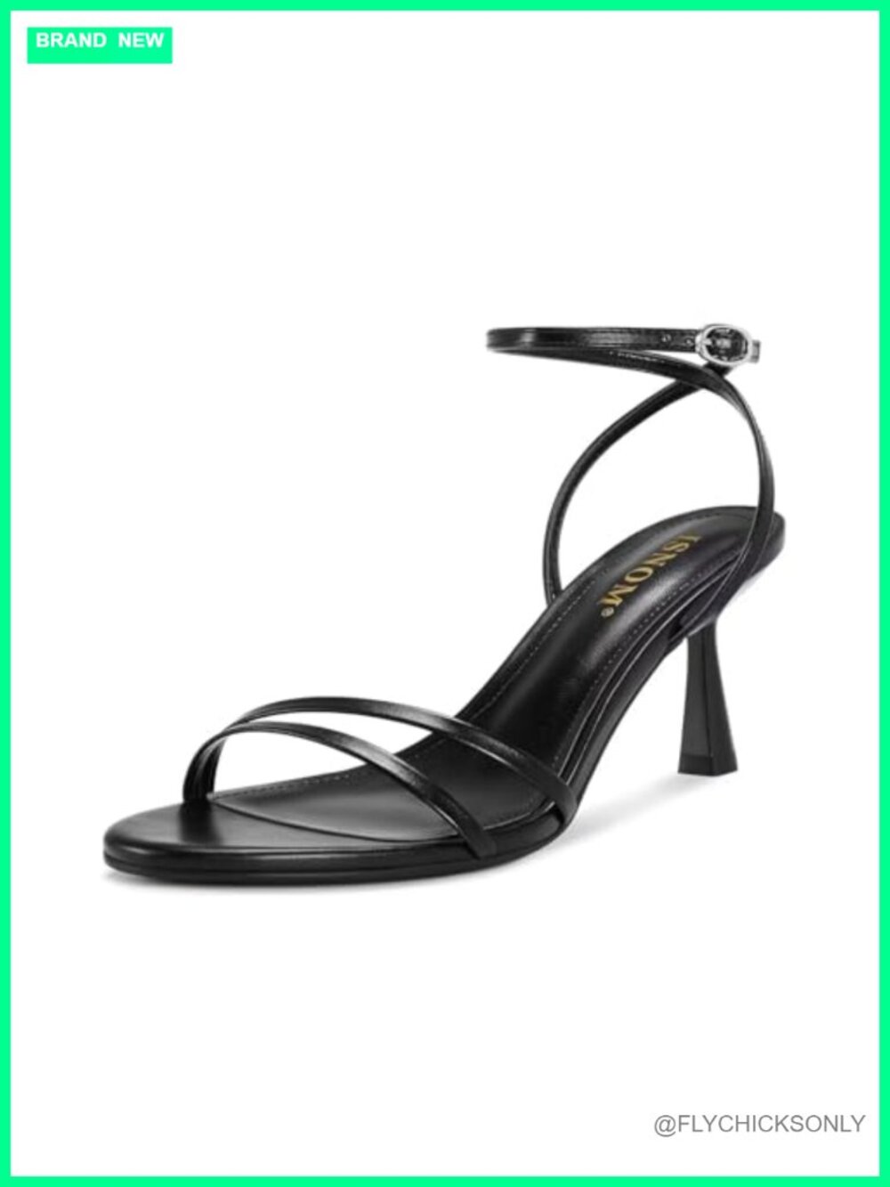 Womens Kitten Heel Sandals Round Toe Ankle Strap Faux Leather